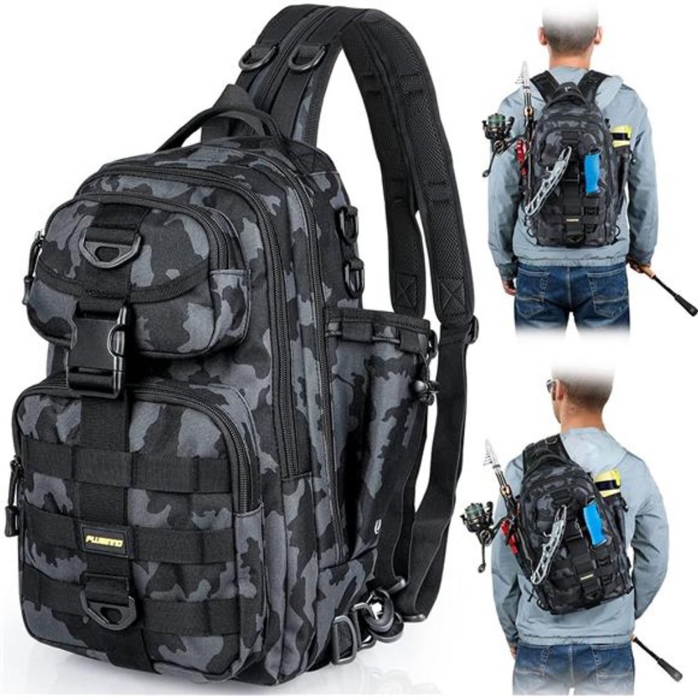 Fishing Backpack Tackle Bag, Water-Resistant Fishing Backpack with Rod Holder